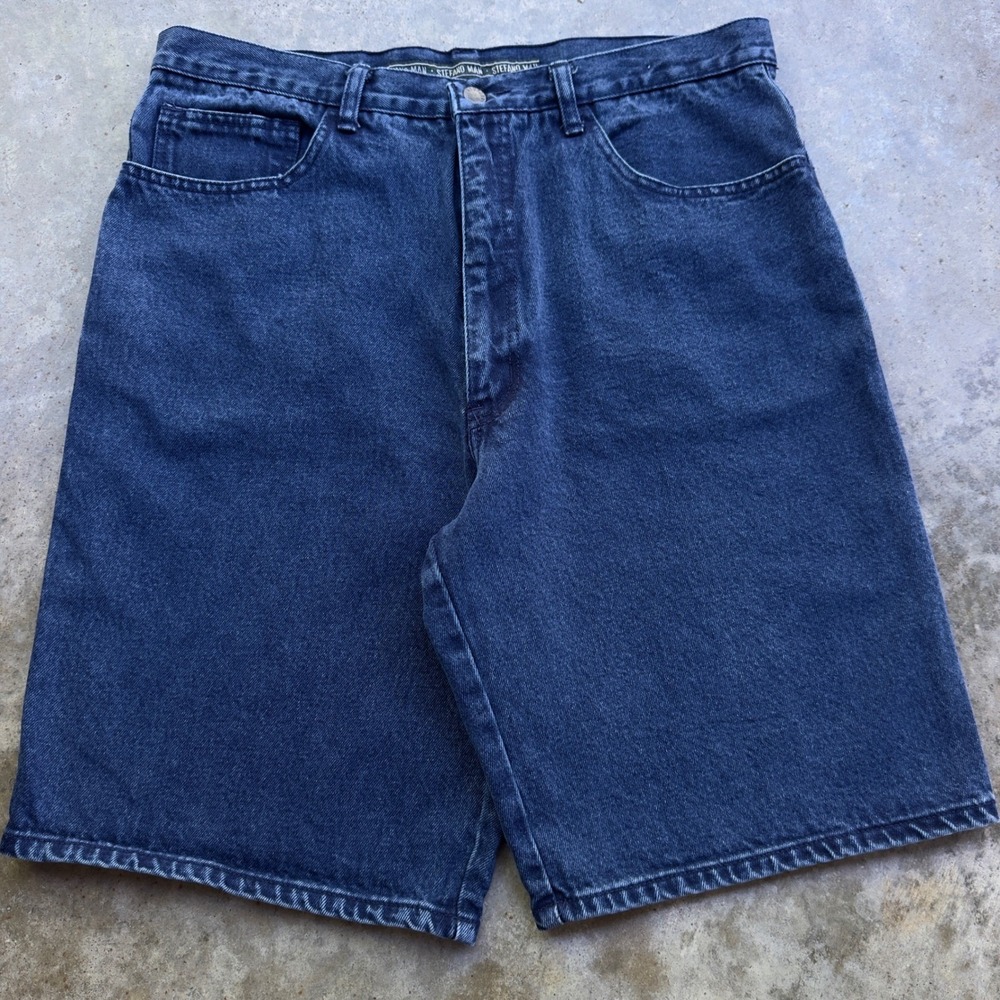 Vintage 90s Stefano Man Denim Shorts Baggy Jorts Blue Streetwear Size 36 (F2)